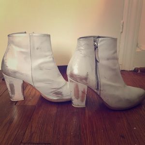 Silver/White Miista Ankle Boots